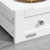 PawHut Pet Feeder Station, Dog Food Storage Container w/ Raised Dog Bowls, Hanger, for Food and Water - White
