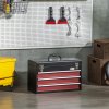 DURHAND 3 Drawer Tool Chest, Lockable Metal Tool Box with Ball Bearing Runners, Portable Toolbox, 510mm x 220mm x 320mm, Black
