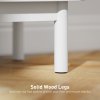 HOMCOM Rattan Bedside Table, Boho Bedside Cabinet with Adjustable Shelf and Solid Wood Legs, Side Table for Living Room, Bedroom, White
