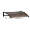 Outsunny Front Door Canopy Outdoor Awning Aluminium Rigid Plastic Polycarbonate Rain Shelter UV Water Rain Resistant 120 x 75cm
