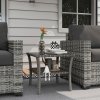 Outsunny 50cm Outdoor PE Rattan Coffee Table, Patio Wicker Two-tier Side Table with Glass Top, for Patio, Garden, Balcony, Grey