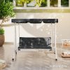 Outsunny 3 Seater Bench Pad, Garden Chair Cushion with Back and Ties for Indoor and Outdoor Use, 98 x 150 cm, Black