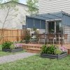 Outsunny Set of 2 291L Raised Garden Bed, Elevated Planter Box with Galvanised Steel Frame for Growing Flowers, Herbs, 100 x 100 x 30 cm, Dark Grey