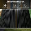 Outsunny Outdoor Solar Lamp, 3-Level Adjustable Garden Rattan Solar Lantern and Decorative Lighting with Auto On/Off LED Light for Porch, Courtyard, Deck, Black