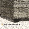 Outsunny Outdoor Coffee Table, PE Rattan Side Table with Tempered Glass Top, Wicker Rectangular Garden Coffee Table End Table with Steel Frame for Patio, Balcony, 90 x 50 x 38cm, Dark Grey