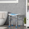 HOMCOM Shower Chair for the Elderly and Disabled, Adjustable Padded Shower Stool with Built-in Handle and Non-slip Suction Foot Pads