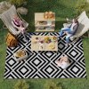 Outsunny Reversible Outdoor Rug with Carry Bag, Waterproof Plastic Straw Mat for Garden, Deck, RV, Picnic, Beach, Camping, 182 x 274cm, Black & White
