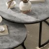 HOMCOM Round Nesting Coffee Table Set of 2, Large Stacking End Side Table with Steel Frame for Living Room, Bedroom, Home Office, 78.5 x 78.5 x 46.5 cm, Cement Grey