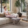HOMCOM Vintage Footstool Padded Seat X Leg Chair Velvet Cover Shabby Chic Footrest Solid Rubber Wood Frame 49.5 x 45 x 41 cm Grey