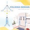 HOMCOM Kids Gymnastics Bar, Horizontal Bar for Kids, Adjustable Height Folding Gymnastics Equipment with Gymnastic Rings, Non-slip Rubber Floor Rings, for Home, Flat, Blue
