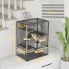 PawHut Hamster Cage with Deep Tempered Glass Bottom, 4 Tier Large Hamster Tank with Hut, Running Wheel, Platforms, Ramps, Food Dish, Water Bottle, for Syrian, Dwarf, Rats, Gerbils, 60 x 40 x 80cm