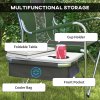 Outsunny Aluminium Directors Chair, Folding Camping Chair for Adults with Side Table, Cup Holder, Cooler Bag and Pocket, Up to 120 kg, Green