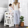 HOMCOM Kids Step Stool, Adjustable Standing Platform, Toddler Kitchen Stool, Standing Tower for Kids, Kitchen Counter with Three Adjustable Heights - White