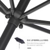Outsunny 2.6M Garden Parasol Umbrella with Tilt and Crank, Outdoor Sun Parasol Sunshade Shelter with Aluminium Frame, Grey