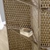 HOMCOM 4-Panel Room Dividers with Shelves, Wave Fibre Freestanding Folding Privacy Screen Panels, Partition Wall Divider for Indoor Bedroom Office, 180?cm, Brown