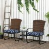 Outsunny Chair Cushions Seat Pads, Set of 2, Indoor Outdoor Seat Cushions with Ties and Tufted Design for Garden Dining Chairs, Blue