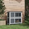 PawHut Rabbit Hutch  Guinea Pig Hutch Double Decker Pet Cage with Openable Roof, Divider, Ramp for Outdoor 100 x 47 x 91cm, Grey