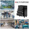 HOMCOM 5-Drawer Lockable Steel Tool Storage Cabinet with Wheels Handle 2 Keys Organisation Box Unit Chest Garage DIY Workshop Trolley Black