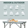 Outsunny 2FT Garden Outdoor Camping Table Portable Folding Picnic Table Aluminium Frame with Adjustable Height 60L x 45W x 64H (cm)
