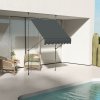 Outsunny 2 x 1.2m Free Standing Retractable Awning, Non-Screw Patio Sun Shade Shelter with Support Pole Stand and UV Resistant Fabric, for Window, Door, Porch, Deck, Dark Grey