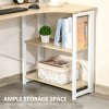 HOMCOM Folding Desk, L Shaped Desk, Corner Computer Desk with 2-Tier Storage Shelf for Home Office, Study Room, Workstation, Easy Assembly, 120 x 72.5 x 76.5cm, Oak Tone
