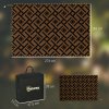 Outsunny Reversible Outdoor Rug with LED String Lights, Waterproof Plastic Straw Mat with Carry Bag for Garden, Deck, RV, Picnic, Beach, Camping, 182 x 274cm, Brown and Black