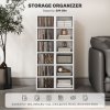 HOMCOM 204 CD Media Display Shelf Unit Set of 2 Blu-Ray Tower Rack w/ Adjustable Shelves Bookcase Storage Organiser, High Gloss White