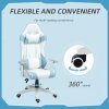 HOMCOM Gaming Chair, Racing Gamer Chair, Reclining Faux Leather Computer Chair with Headrest, Lumber Support, 3D Armrests, Adjustable Height, Swivel Wheels for Home Office, Light Blue