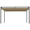 Outsunny 3 x 2m Metal Outdoor Pergola with Retractable Roof, Outdoor Gazebo Canopy Shelter with Drainage Holes for Garden, Patio, Lawn, Khaki