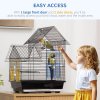 PawHut Metal Bird Cage for Finch, Canary w/ Food Containers, Swing Ring, Tray, Handle, 39 x 33 x 47cm