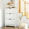 HOMCOM Narrow Shoe Cabinet, Space Saving Shoe Storage Cabinet with 3 Flip Drawers and Adjustable Shelves for 18 Pairs of Shoes for Hallways and Living Room, White