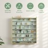 HOMCOM 7-Tier Wall Mounted Display Cabinet, Display Case with 6 Adjustable Shelves, Glass Doors for Home Office Ornaments 83x80cm, Oak