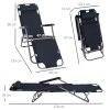 Outsunny 2 in 1 Folding Sun Lounger Reclining Garden Chair with 2-Level Adjustable Backrest, Outdoor Zero Gravity Recliner Garden Chair with Head Pillow and Armrests, Black