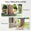 Outsunny Garden Planter with Trellis for Climbing Plants, Vines, Flowers, Freestanding Raised Bed for Garden, Outdoor, Patio, Planter Box with Drainage Gap, 72x38x150cm, Light Brown