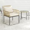 Outsunny 3 Piece Rattan Bistro Set, Wicker Garden Furniture Set with Cushions, Glass Top Coffee Table and Chairs for Outdoor, Patio, Balcony, Beige