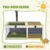 PawHut Tortoise House, Wooden Tortoise Table, Tortoise Enclosure with Wooden Lamp Holder, Openable Lids, Pull-Out Trays - Grey