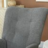 HOMCOM Rocking Chair, Teddy Upholstered Accent Chair, Modern Armchair with Wide Backrest and Rubberwood Base for Living Room, Bedroom, Grey