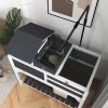PawHut Tortoise House, 2 Layers Wooden Tortoise Enclosure with Adjustable Lamp Holder, Tortoise Table with Openable Lid, Removable Main House, Storage Shelf, Run Box, Fixed Tray - Grey