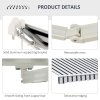 Outsunny 4 x 3(m) Garden Patio Manual Awning Canopy Aluminium Sun Shade Shelter Retractable for Backyard, Blue and White