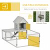 PawHut Wooden Rabbit Hutch with Run Large Guinea Pig Cage, Small Animal House for Indoor with Tray, 151.5 x 106 x 97cm, Light Grey