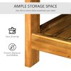 Outsunny Wooden Garden Coffee Table, Outdoor Side Table with Bottom Storage Shelf for Patio, Deck, Lawn, Garden, 90 x 45 x 43 cm, Teak