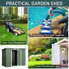 Outsunny 7 x 4ft Lean to Garden Shed with Foundation Kit, Double Door and Vents, Outdoor Metal Storage Shed for Equipment Tools, Green