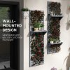 Outsunny Set of 2 Wall Mounted Plant Stand with Trellis, 170cm Wooden Plant Rack with Hanging Planter Shelves and Slatted Trellis for Climbing Plants, for Patio, Balcony, Porch, Grey