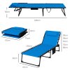 Outsunny 2 Piece Foldable Sun Lounger Set with 5-level Reclining Back, Outdoor Tanning Chairs Sun Loungers with Build-in Padded Seat, Side Pocket, Headrest for Beach, Patio, Blue