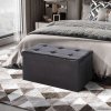 HOMCOM Folding Faux Leather Storage Cube Ottoman Bench Seat PU Rectangular Footrest Stool Box 