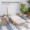 Outsunny Outdoor PE Rattan Recliner Chair with Cushion, Foldable Design Garden Recliner Chair with Retractable Footrest and Adjustable Back with 80 degree Recline, Beige