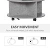 HOMCOM Round Coffee Table, Movable Centre Table with Divided Shelves and Rolling Wheels, 3 Tier Living Room Table
