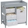 AIYAPLAY Baby Changing Table with 4 Drawers, Nursery Diaper Baby Changing Unit for 0-12 Months (max. 11kg), with Mat, Infant Care Station for Bedroom Nursery, Grey
