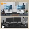 HOMCOM Dual Monitor Stand Riser with 2 Drawers, Adjustable Length and Angle, 116cm Monitor Riser for Laptop, Computer, PC, Small Printer, White