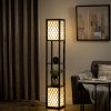 HOMCOM Modern Shelf Floor Lamp Light with Two Open Shelves Large Storage Display, for Living Room, 160cm, Bulb not Included, Black